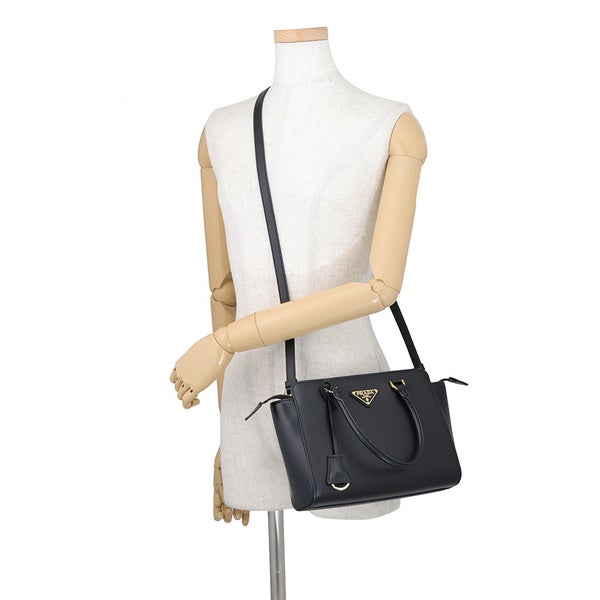 プラダ ハンドバッグ トライアングルロゴ レザー 1BA409 PRADA ２wayショルダー 黒