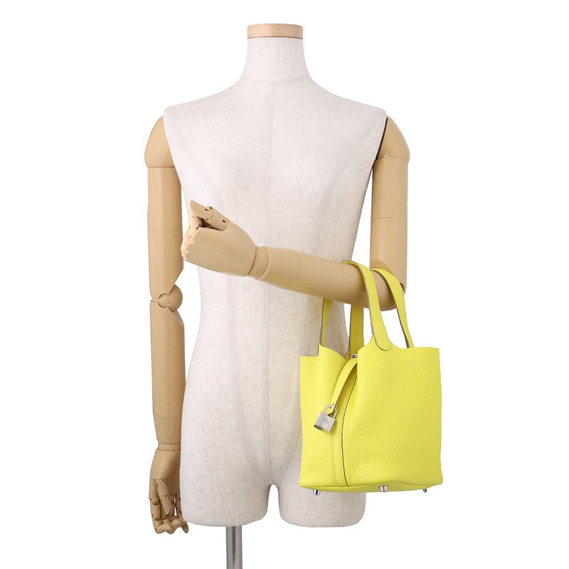 エルメス ハンドバッグ ピコタンロックPM ライム/シルバー金具 トリヨンクレマンス U刻印 HERMES トートバッグ