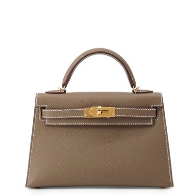 Hermès Mini Kelly Etoupe Epsom Gold