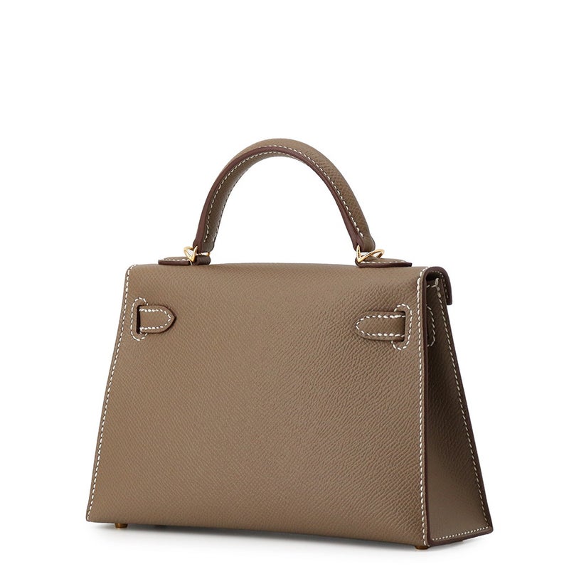 エルメス ハンドバッグ ミニケリー 外縫い エトゥープ/ゴールド金具 エプソン G刻印 HERMES Kelly 2wayバッグ