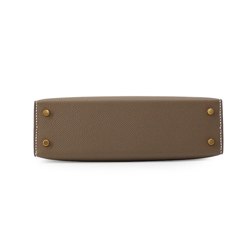 エルメス ハンドバッグ ミニケリー 外縫い エトゥープ/ゴールド金具 エプソン G刻印 HERMES Kelly 2wayバッグ
