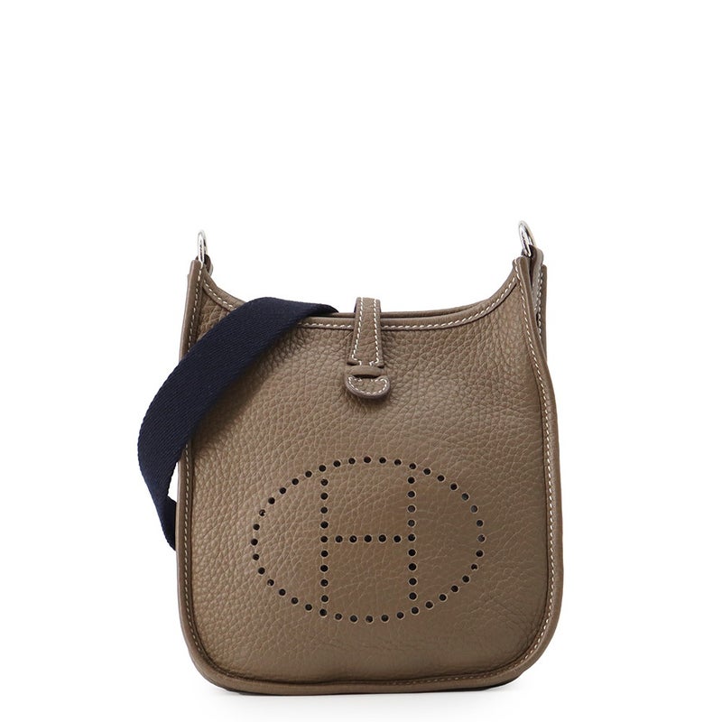 エルメス ショルダーバッグ エブリンTPM 111cm エトゥープ/ブルーインディゴ/シルバー金具 トリヨンクレマンス U刻印 HERMES Evelyne