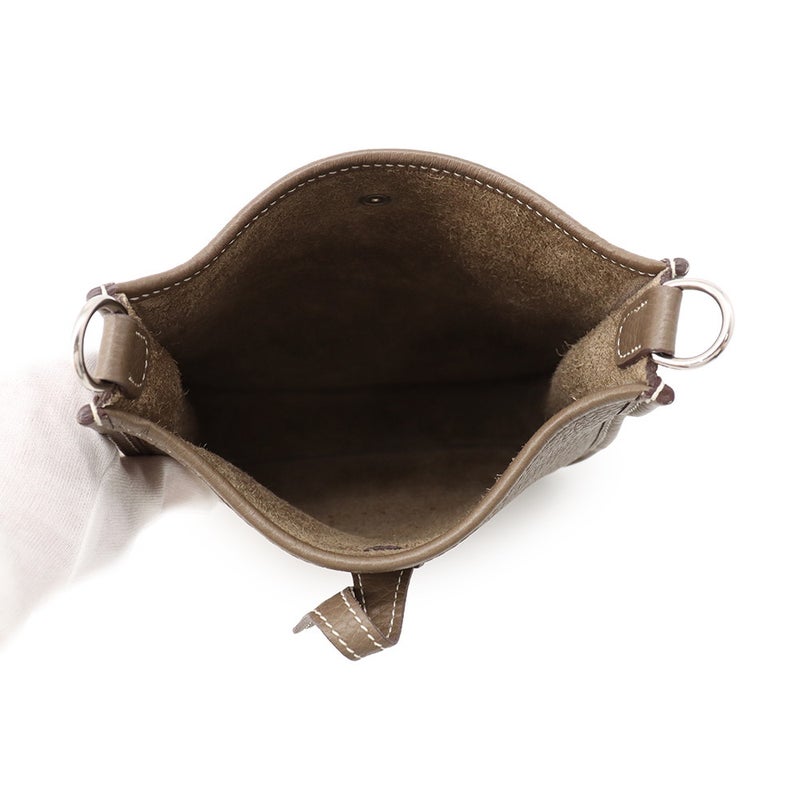 エルメス ショルダーバッグ エブリンTPM 111cm エトゥープ/ブルーインディゴ/シルバー金具 トリヨンクレマンス U刻印 HERMES Evelyne