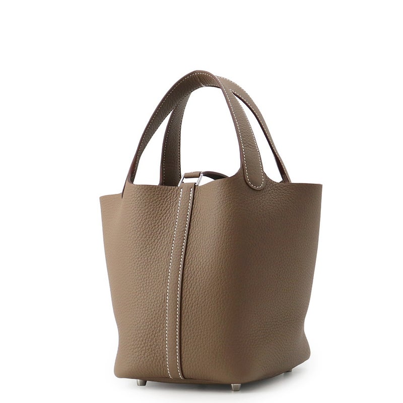エルメス ハンドバッグ ピコタンロックPM エトゥープ/シルバー金具 トリヨンクレマンス G刻印 HERMES トートバッグ