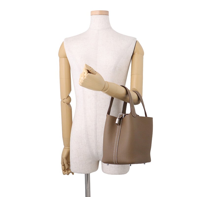 エルメス ハンドバッグ ピコタンロックPM エトゥープ/シルバー金具 トリヨンクレマンス G刻印 HERMES トートバッグ