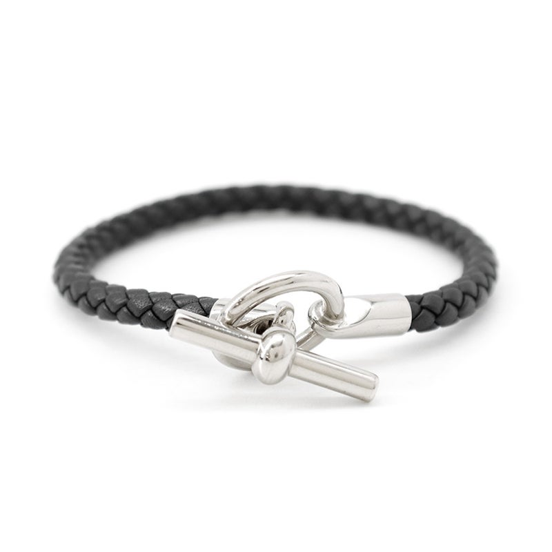 エルメス ブレスレット グレナン ブラック/シルバー金具 スイフト  HERMES アクセサリー メンズ 黒