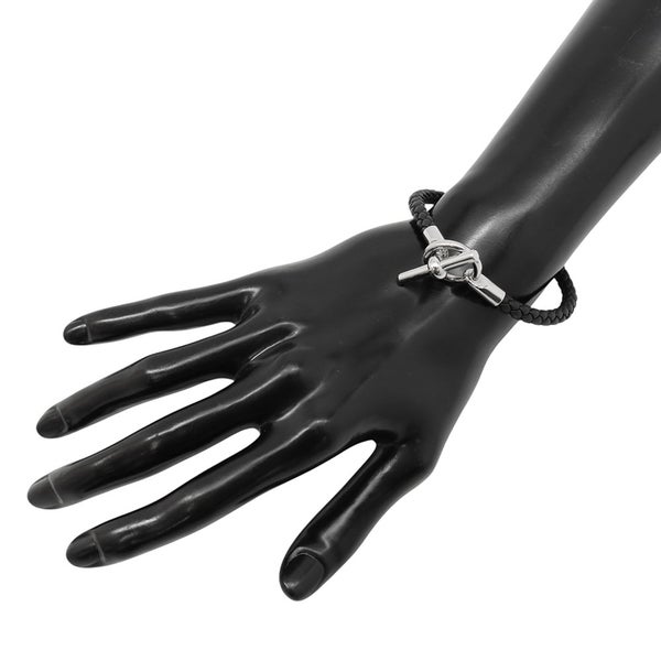 エルメス ブレスレット グレナン ブラック/シルバー金具 スイフト  HERMES アクセサリー メンズ 黒