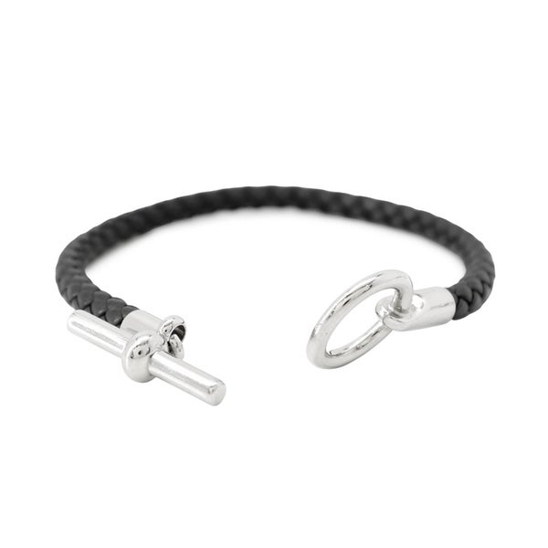 エルメス ブレスレット グレナン ブラック/シルバー金具 スイフト  HERMES アクセサリー メンズ 黒