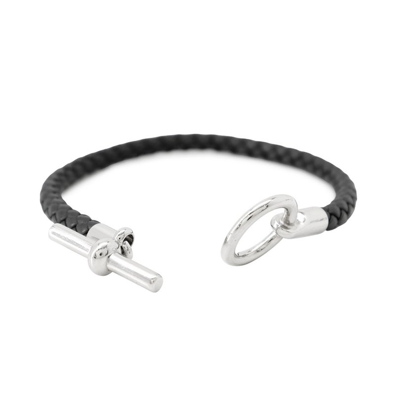 エルメス ブレスレット グレナン ブラック/シルバー金具 スイフト  HERMES アクセサリー メンズ 黒