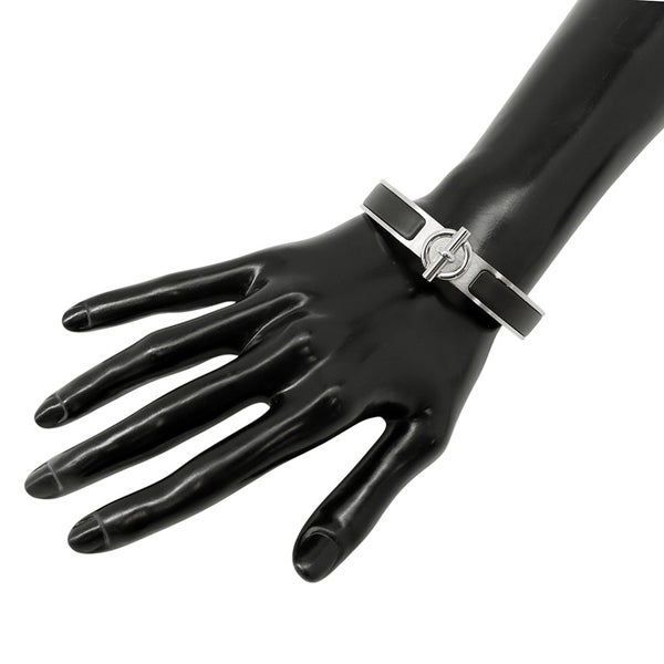 エルメス ブレスレット クリック グレナン ブラック/シルバー金具 HERMES メンズ 黒