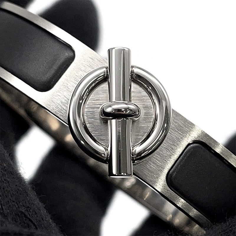 エルメス ブレスレット クリック グレナン ブラック/シルバー金具 HERMES メンズ 黒