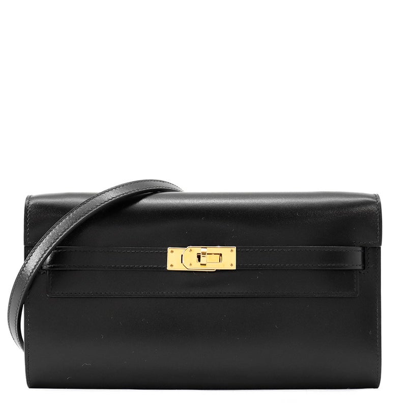 エルメス ケリーウォレット ロング トゥーゴー ブラック/ゴールド金具 ボックスカーフ W刻印 財布 黒