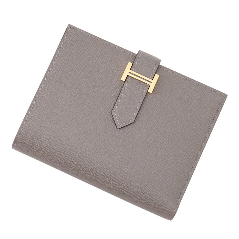 エルメス 二つ折り財布 ベアンコンパクト グリメイヤー/ゴールド金具 ヴォーマダム K刻印 財布