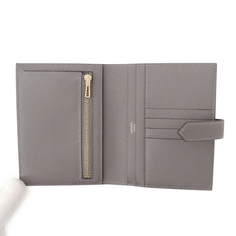 エルメス 二つ折り財布 ベアンコンパクト グリメイヤー/ゴールド金具 ヴォーマダム K刻印 財布