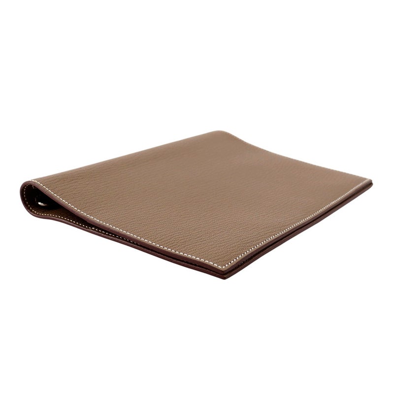 エルメス 手帳カバー グローブ トロッター エトゥープ/シルバー金具 シェブルミゾル W刻印 カバー