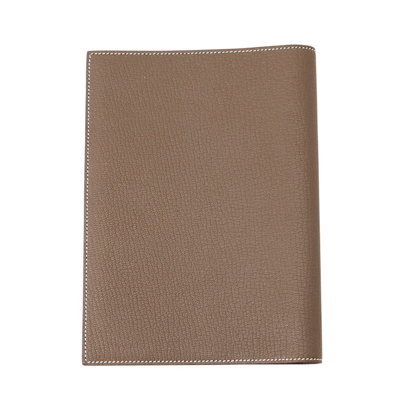 エルメス 手帳カバー グローブ トロッター エトゥープ/シルバー金具 シェブルミゾル W刻印 カバー