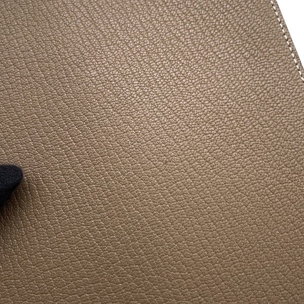 エルメス 手帳カバー グローブ トロッター エトゥープ/シルバー金具 シェブルミゾル W刻印 カバー