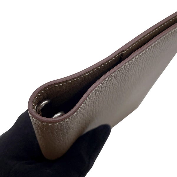 エルメス 手帳カバー グローブ トロッター エトゥープ/シルバー金具 シェブルミゾル W刻印 カバー