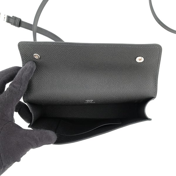エルメス ショルダーウォレット ナップ トゥーゴー ブラック/シルバー金具/ラッカー金具 エプソン K刻印 財布 黒