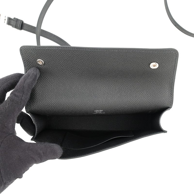 エルメス ショルダーウォレット ナップ トゥーゴー ブラック/シルバー金具/ラッカー金具 エプソン K刻印 財布 黒