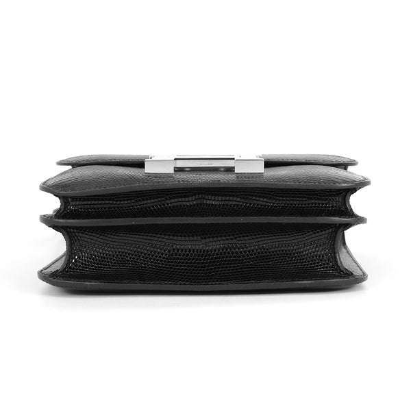 エルメス ショルダーバッグ ミニ コンスタンス3 ブラック/シルバー金具 リザード B刻印 HERMES 黒