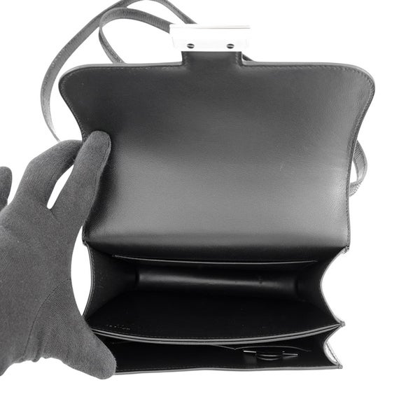 エルメス ショルダーバッグ ミニ コンスタンス3 ブラック/シルバー金具 リザード B刻印 HERMES 黒