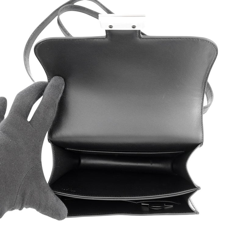 エルメス ショルダーバッグ ミニ コンスタンス3 ブラック/シルバー金具 リザード B刻印 HERMES 黒