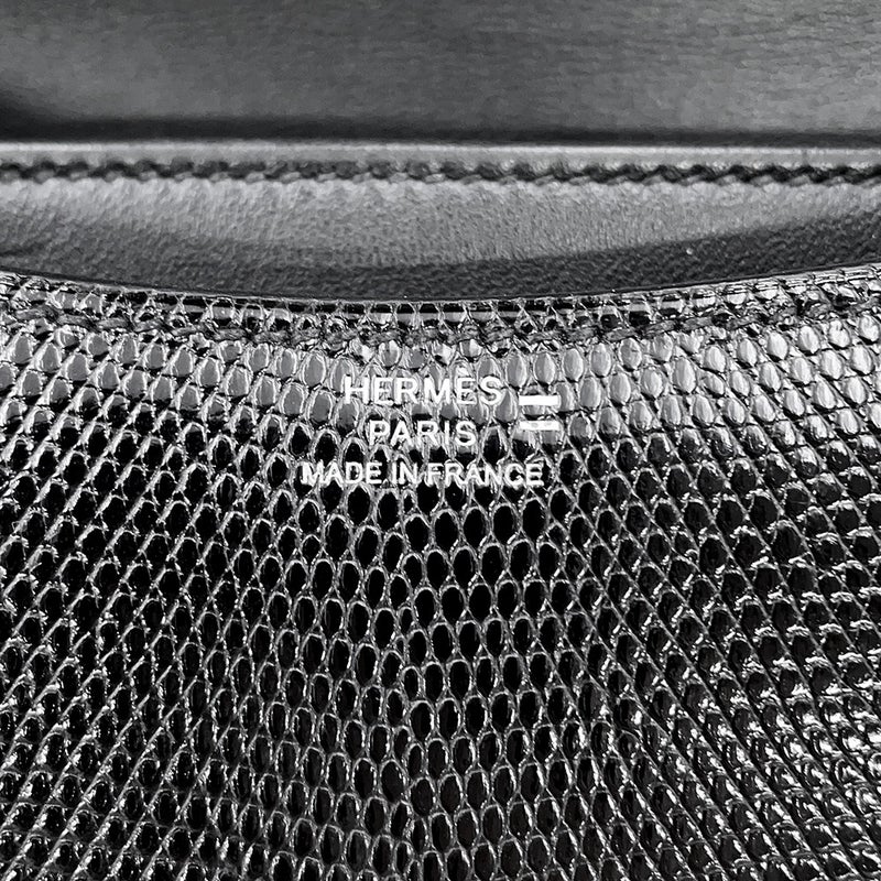 エルメス ショルダーバッグ ミニ コンスタンス3 ブラック/シルバー金具 リザード B刻印 HERMES 黒