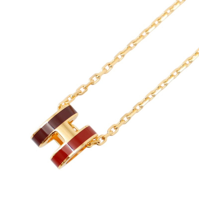 エルメス ネックレス ミニ・ポップアッシュ ロカバール フランボワジエ ブラウン/ルージュ/ゴールド金具 HERMES アクセサリー