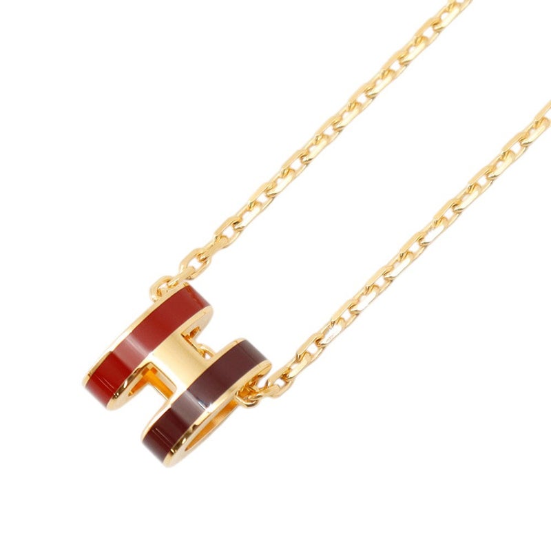 エルメス ネックレス ミニ・ポップアッシュ ロカバール フランボワジエ ブラウン/ルージュ/ゴールド金具 HERMES アクセサリー