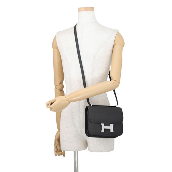 エルメス ショルダーバッグ ミニ コンスタンス3 ミロワール ブラック/シルバー金具 エプソン G刻印 HERMES 黒