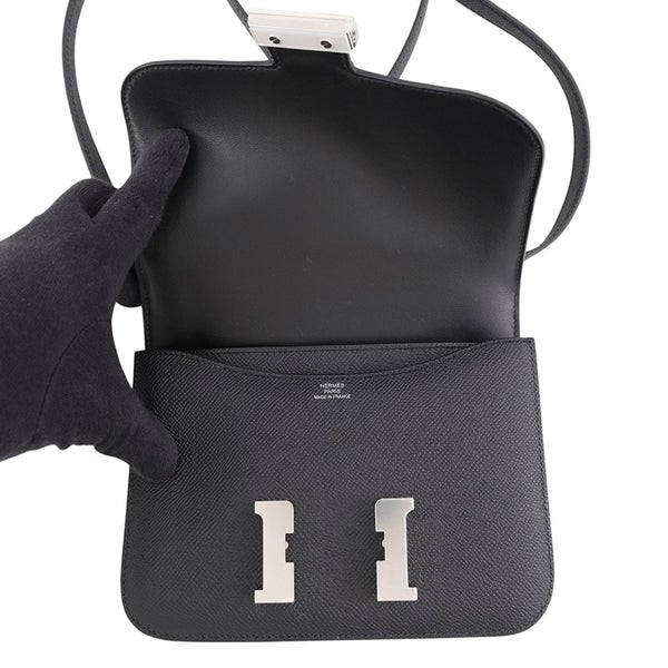 エルメス ショルダーバッグ ミニ コンスタンス3 ミロワール ブラック/シルバー金具 エプソン G刻印 HERMES 黒