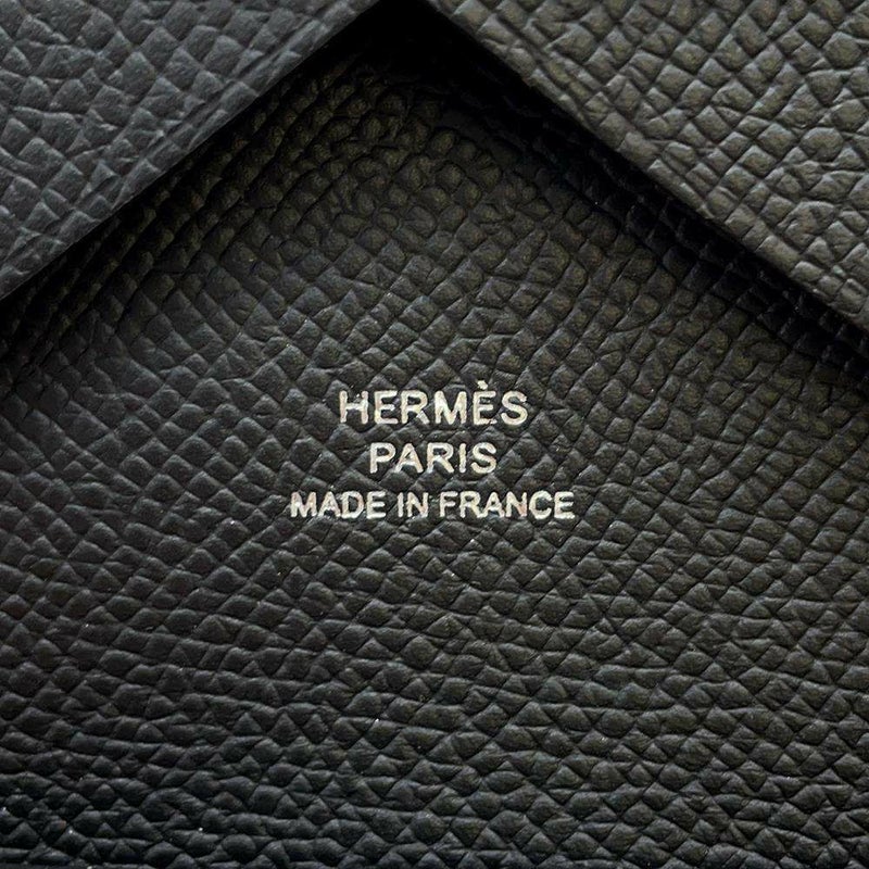 エルメス コインケース カルヴィ デュオ ブラック/シルバー金具 ヴォーエプソン W刻印 財布 黒