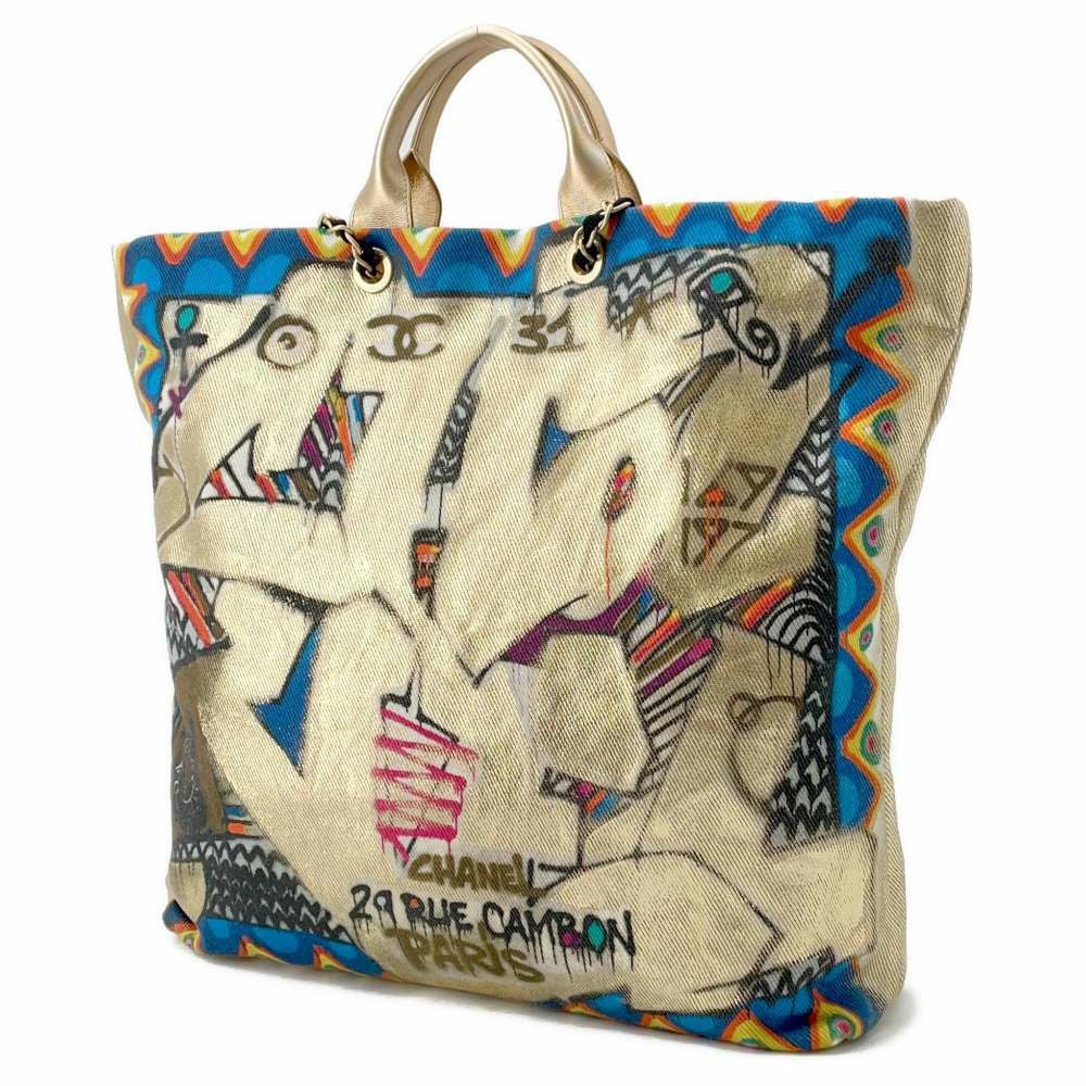 あ*お様 CHANELトートバッグロゴキャンパスレザー シャネル トートバッグ マキシショッピングトート キャンバス レザー