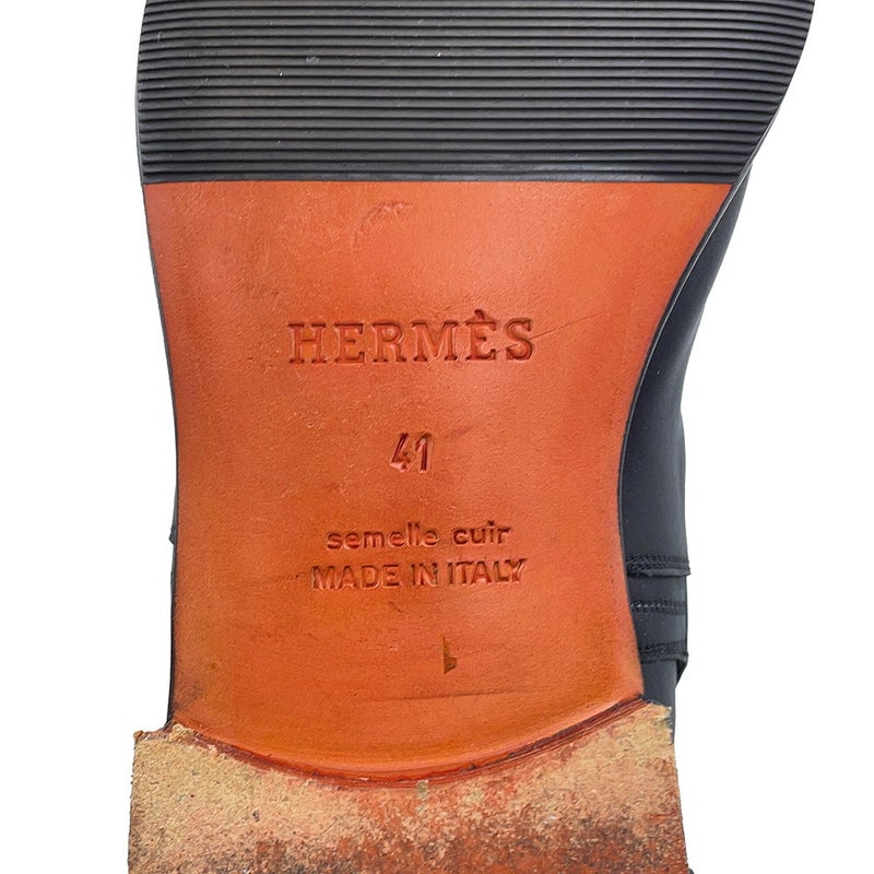 エルメス ショートブーツ フォーチュン カーフレザー メンズサイズ41 HERMES 靴 黒