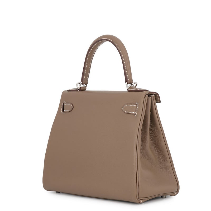 エルメス ハンドバッグ ケリー28 内縫い エトゥープ/シルバー金具 エバーカラー G刻印 HERMES Kelly 2wayバッグ