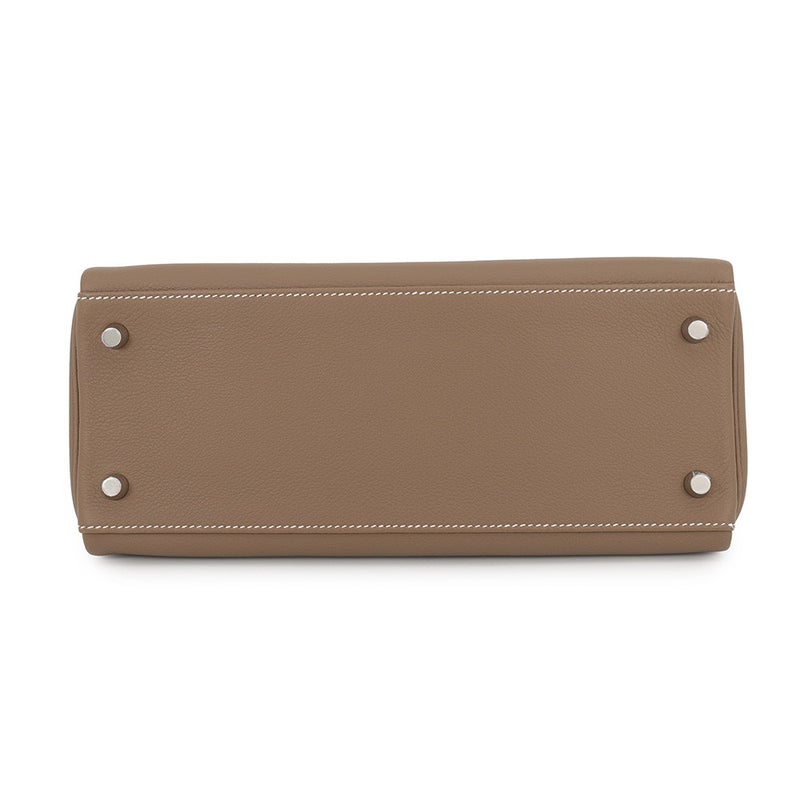 エルメス ハンドバッグ ケリー28 内縫い エトゥープ/シルバー金具 エバーカラー G刻印 HERMES Kelly 2wayバッグ
