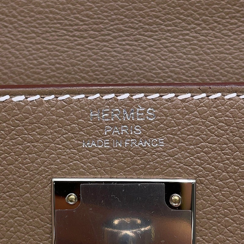 エルメス ハンドバッグ ケリー28 内縫い エトゥープ/シルバー金具 エバーカラー G刻印 HERMES Kelly 2wayバッグ