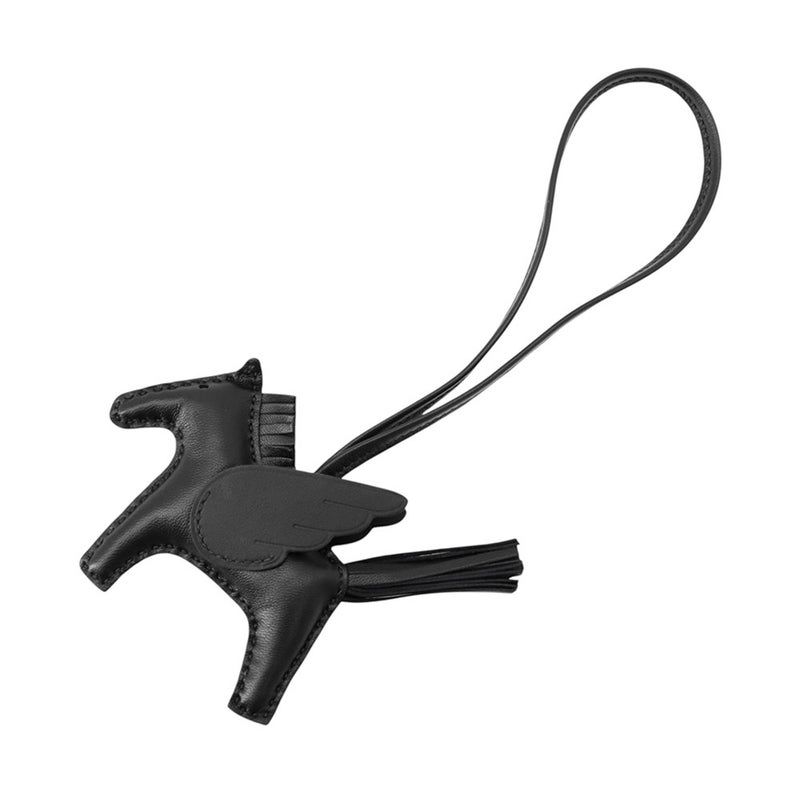 エルメス バッグチャーム ロデオPM ペガサス ブラック ラムスキン G刻印 黒