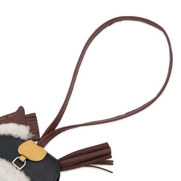 エルメス バッグチャーム ロデオPM ロベオ プラッシュ テール/パイユ/ブラック ラムスキン/ムートン G刻印 HERMES