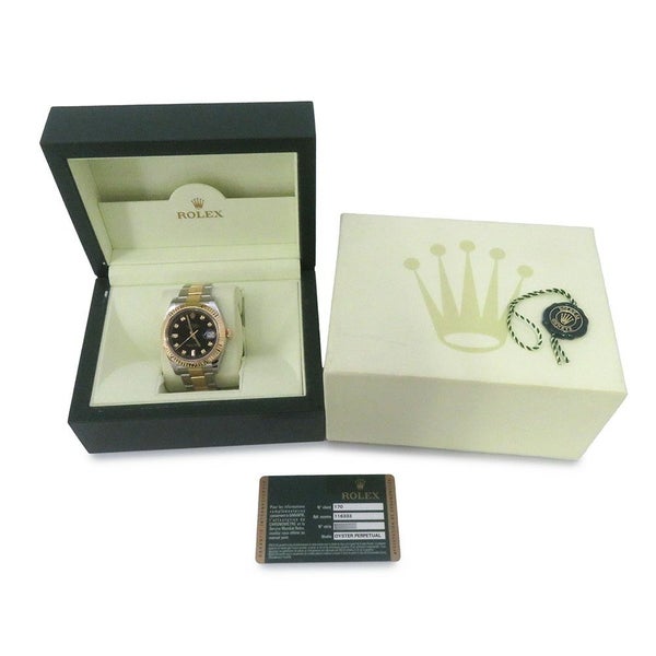 ロレックス デイトジャスト G番 SS/K18YG 116333G ROLEX 腕時計 黒文字盤 10Pダイヤ