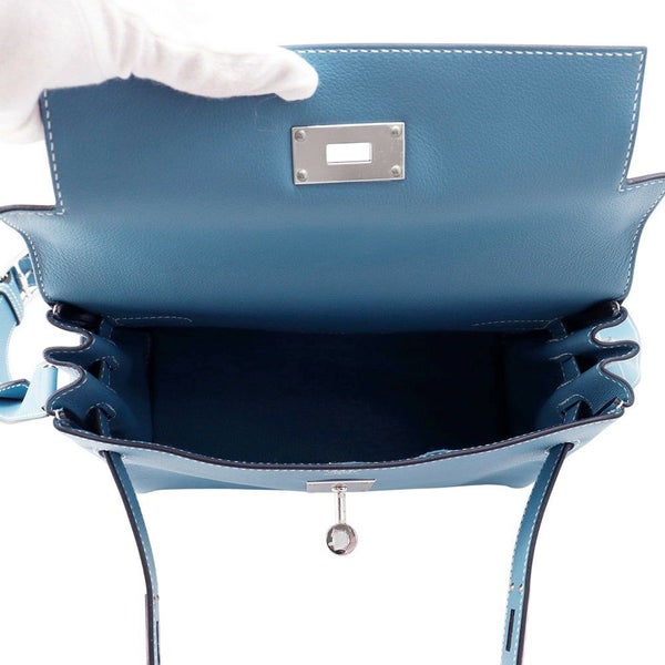 エルメス ケリーメッセンジャーPM ニューブルージーン/シルバー金具 エバーカラー W刻印 HERMES メンズ