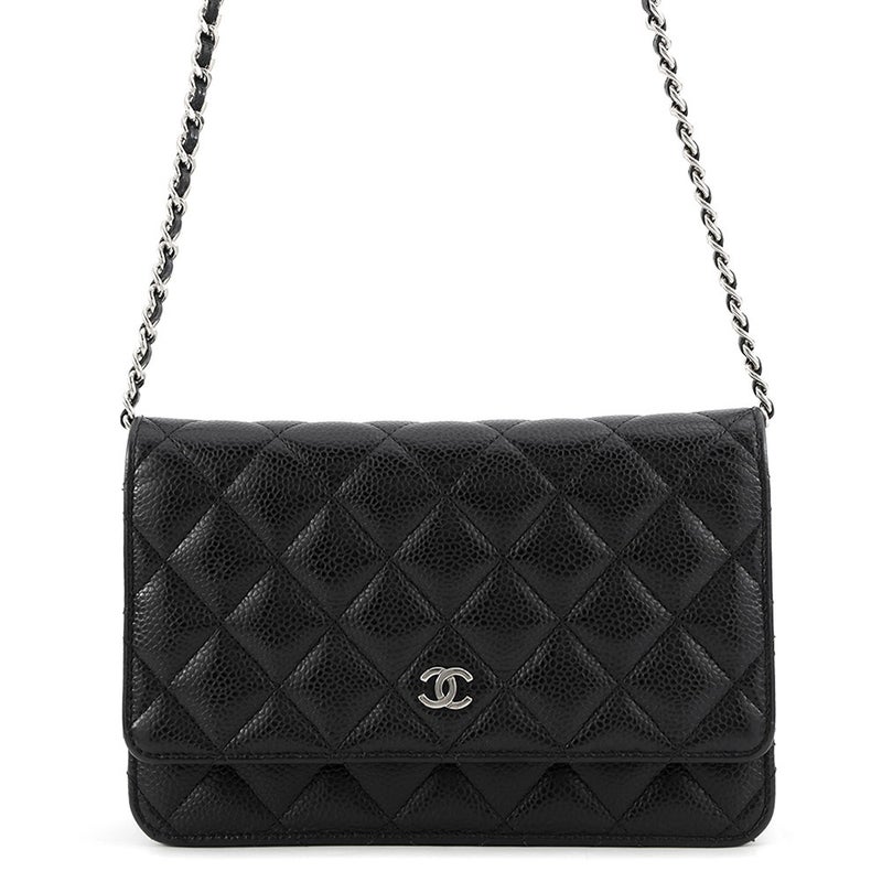 シャネル チェーンウォレット クラシック マトラッセ ココマーク キャビアスキン AP0250 CHANEL 黒 財布