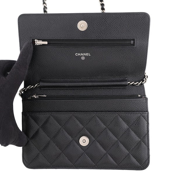 シャネル チェーンウォレット クラシック マトラッセ ココマーク キャビアスキン AP0250 CHANEL 黒 財布