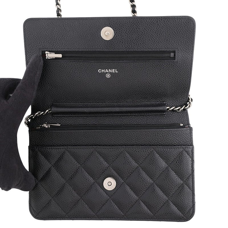 シャネル チェーンウォレット クラシック マトラッセ ココマーク キャビアスキン AP0250 CHANEL 黒 財布