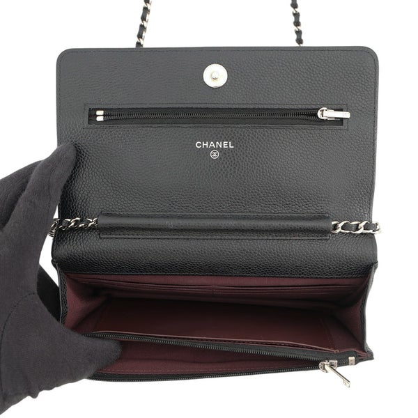 シャネル チェーンウォレット クラシック マトラッセ ココマーク キャビアスキン AP0250 CHANEL 黒 財布