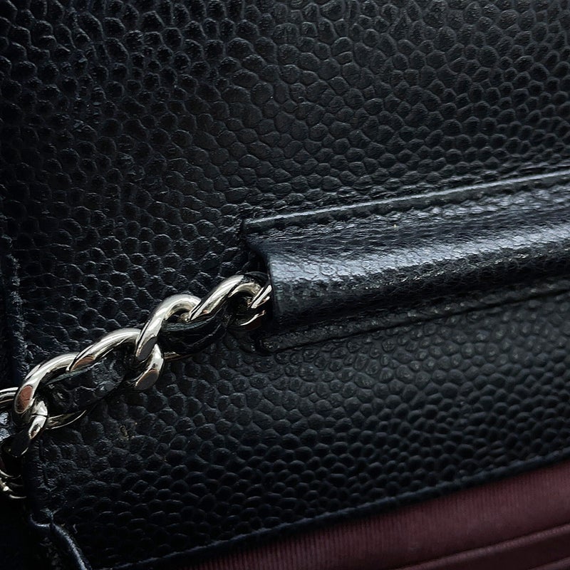 シャネル チェーンウォレット クラシック マトラッセ ココマーク キャビアスキン AP0250 CHANEL 黒 財布