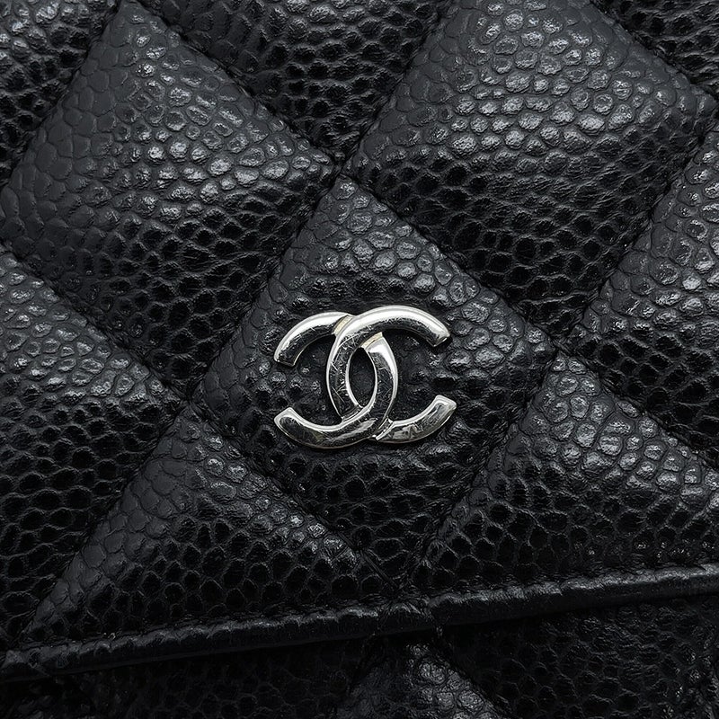 シャネル チェーンウォレット クラシック マトラッセ ココマーク キャビアスキン AP0250 CHANEL 黒 財布