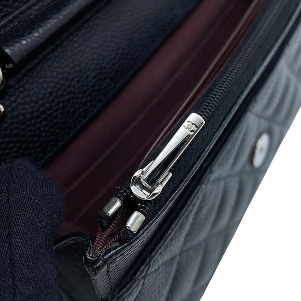シャネル チェーンウォレット クラシック マトラッセ ココマーク キャビアスキン AP0250 CHANEL 黒 財布