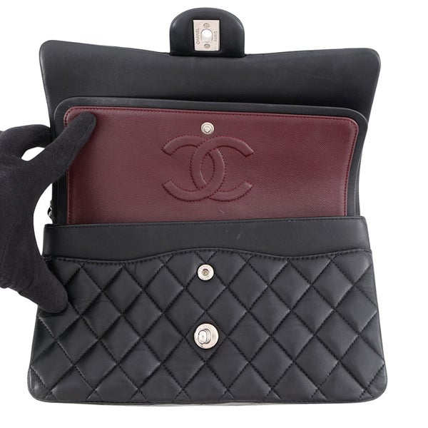 シャネル チェーンショルダーバッグ マトラッセ25 ココマーク ラムスキン ダブルチェーン A01112 CHANEL 黒